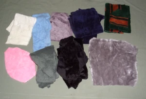 1 1/4 lbs Faux Fur Fleece Fabric Scraps, Pieces Mixed Color Lot, Craft Projects - Picture 1 of 9