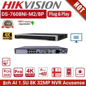 Hik DS-7608NI-M2/8P ULTRA 8K 8CH 8PoE 2SATA 32MP NVR 128Mbps Bandwidth IR - Picture 1 of 24