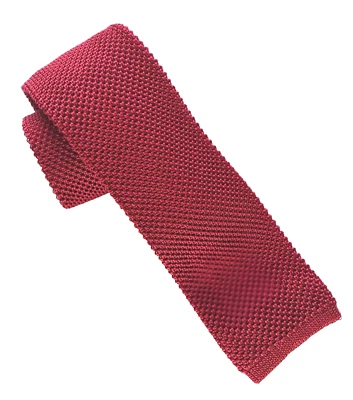 Wembley Square Tip Mens Necktie Maroon Silk Knit Casual Semi Formal 2.5 X 54 Tie - Image 1 of 4