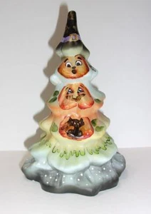 Fenton Glass Halloween Trio Black Cat Pumpkin Tree Figurine Ltd Ed #35/35 Barley - Picture 1 of 7