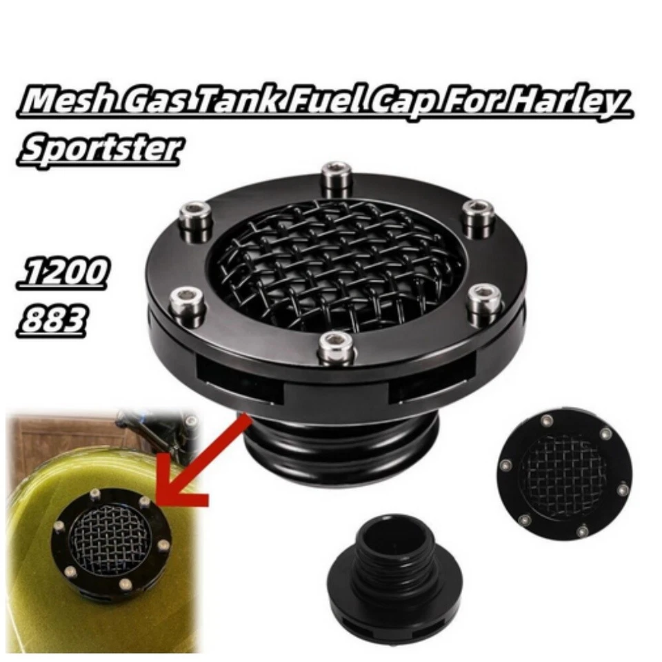 Motorcycle Aluminum Mesh Gas Tank Fuel Cap Cover For Harley Sportster 1200 883 - Image 1 of 4