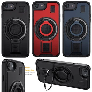 For iPhone SE 2020 3rd Gen 2022 Shockproof Thin Slim Ring Stand Phone Case Cover - Picture 1 of 57