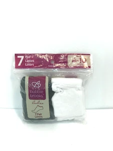 Bobbie Brooks Socks 4-10 7 pr Ladies Liners. Discontinued New in Bag Black/White - Picture 1 of 11