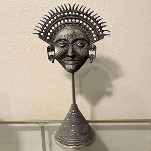 "Máscara Inca Sun God en Soporte Latón Escultura de Latón De Colección 17" - Imagen 1 de 13