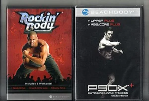 2 BEACHBODY DVD P90X+ Upper Plus/ABS Core & Rockin Body: 3 Workouts Exercise Lot - Picture 1 of 2
