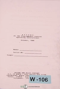 Wysong PC100, Programmable Control Operations Manual Year (1986) - Picture 1 of 1
