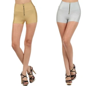 Pantalones cortos de cintura alta con cremallera cintura ancha GY13085 - Imagen 1 de 11
