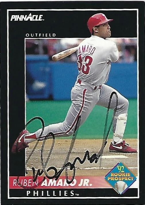 Autographed Signed 1992 Pinnacle #570 Ruben Amaro Jr Philadelphia Phillies - Image 1 of 1