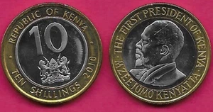 KENYA 10 SHILLINGS 2010 UNC 1 YEAR TYPE,BUST OF PRESIDENT MZEE JOMO KENYATA LEFT - Picture 1 of 1