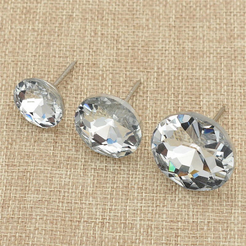 20x Diamond Pattern Crystal Studs Upholstery Nails Button Tacks Pins Wall Button - Image 1 of 4