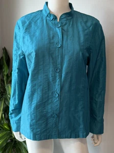 NWT CHICOS Turquoise Button Down Blazer Jacket Women’s Size 2 Medium - Picture 1 of 9