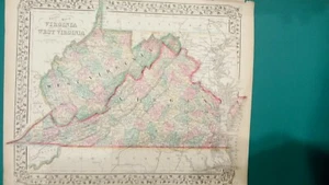 1867 County Map Virginia West Virginia Mitchell Brothers Atlas Chesapeake Bay - Picture 1 of 10