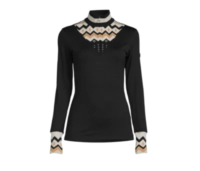 NUEVO SIN ETIQUETAS Bogner Allegra Camisa Top Cuello Simulado Mujer 44 14 XL Negro Tostado Manga Larga Foto 1 de 4