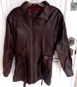 Andrew Marc Genuine Brown Leather Insulated Jacket With Belt Men's Size M - Picture 1 of 4