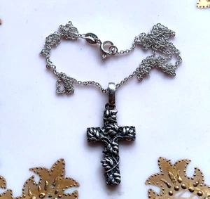 Vintage ausgefallene Sterlingsilber Kreuz Halskette 18" Kette - Bild 1 von 4