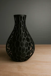 Moderne Designer-Vase in Schwarz – Dekovase mit organischer Netzstruktur, ca. 18 - Bild 1 von 7