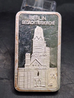 Lingots d'argent 1 once argent fin 999 Degussa Berlin Memorialkirche 1 oz argent - Photo 1/2