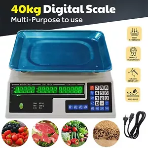 40KG Digital Kitchen Scale Electronic Weighing Scales Shop Market Commercial LED - Picture 1 of 9