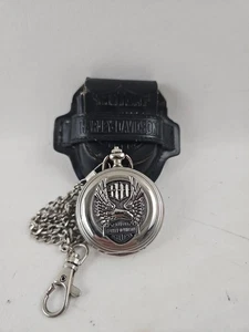Franklin Mint Harley Davidson "Wings of Glory" Taschenuhr & Kunstledergehäuse - Bild 1 von 9