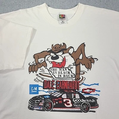 Dale Earnhardt Taz #3 Goodwrench 雪佛兰赛车衬衫男式 XL 白色 SS Lofteez 标签 — 第 1/4 张图片