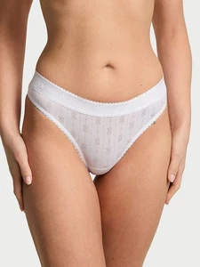 Victoria's Secret - Cotton Logo Pointelle Thong Panty - VS White - XL - Bild 1 von 3