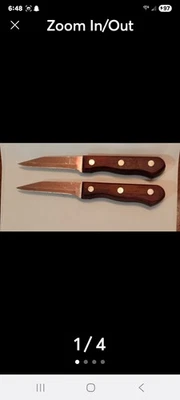 Juego de cuchillos de pelar de acero inoxidable con asas de madera Foto 1 de 4