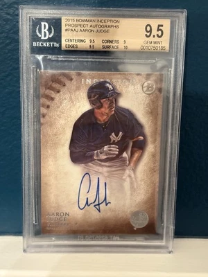2015 Bowman Inception - Prospect Autographs Aaron Judge Auto RC BGS 9.5 Auto 10 - Image 1 of 2