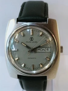 FAVRE-LEUBA DUOMATIC 17 JEWELS GRAY DIAL 75043A SWISS MEN'S WORKING CONDITION - Picture 1 of 21
