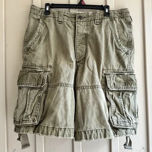 Abercrombie Paratrooper Military Green Distressed Cargo VTG Y2K Button Fly 34 - Picture 1 of 12