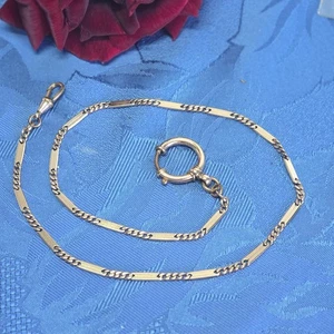 08L4 Antico Catena Di Orologio A Tasca Chatelaine Placca Oro 47,5 CM - Imagen 1 de 6