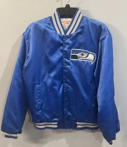 Vintage Seattle Seahawks Satin Bomber Jacket Rare Locker Line Coat 1980s USA - Picture 1 of 8