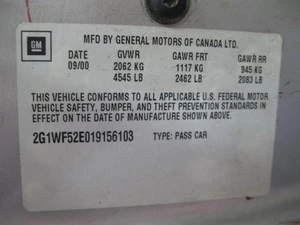 Interruptor de puerta delantera del conductor VIN del conductor con cerradura de cuarto dígito compatible con 00-16 IMPALA 112270 - Imagen 1 de 9