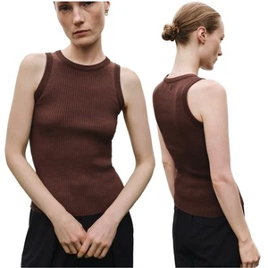 Mijeong Park Neu mit Etikett Rippstrick Tank Top Braun Größe L - Bild 1 von 10