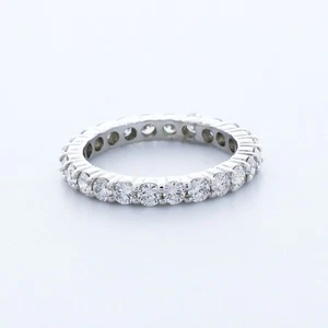 3ct F SI1 Round Earth Mined Certified Diamonds 950 Plat. Classic Eternity Band - Picture 1 of 13