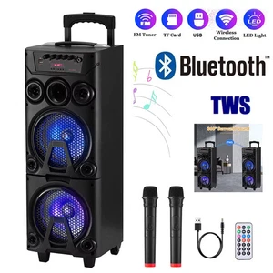 Altoparlante Bluetooth Portatile 6000W Bassi Pesanti Doppio 8" Sistema Subwoofer Festa  - Foto 1 di 8