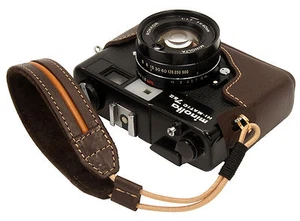 Echt Leder Halb Etui & Armband für Minolta Hi-Matic 7sII / dunkelbraun - Bild 1 von 1