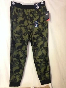 Reebok Mens Fleece Joggers Pants Large Slim Green Camo - Picture 1 of 5