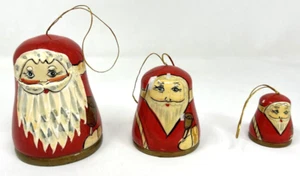Vintage Holz handbemalt Weihnachtsglocke Ornamente Weihnachten 3 Stück - Bild 1 von 13