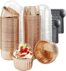 Foil Cupcake Liners with Lids 100Pack3.5Oz Mini Muffin Liners Cupcake Baking - Picture 1 of 3