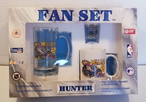 #2 Rusty Wallace Fan Set by Hunter - Beer Mug, Coffee Mug and Shot Glass Cover