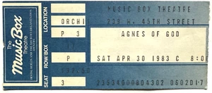 DE COLECCIÓN 30 DE ABRIL DE 1983 "AGNES OF GOD" BROADWAY SHOW CAJA DE MÚSICA BOLETO DE TEATRO - Imagen 1 de 2