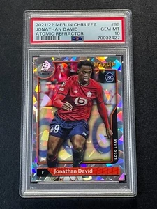 2022 Topps Merlin UEFA CL Jonathan David Atomic Refractor Rookie RC /250 PSA 10 - Picture 1 of 2