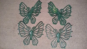 Arte de pared escultórico 3D vintage 1977 Burwood resina verde menta mariposas 6" - Imagen 1 de 6