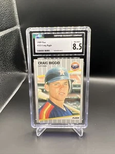 1989 Fleer #353 Craig Biggio ASTROS HOF RC ROOKIE CGC 8.5 NM/MINT+ - Picture 1 of 3