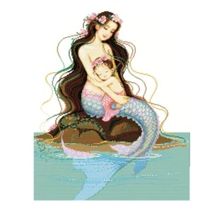 Mermaid & Child 11CT Aida Counted Cross Stitch Kit Size 43 x 50cm - Picture 1 of 3