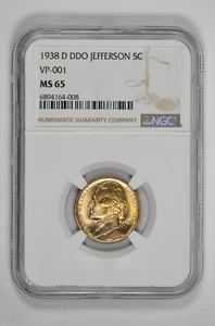 1938 D DDO 5C Jefferson Nickel NGC MS 65 VP-001 - Picture 1 of 2