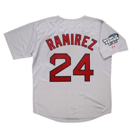Manny Ramirez 2004 Boston Red Sox Grey Road World Series Jersey Men's (S-3XL) Cover