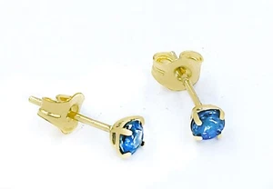LAB TANZANITE 0.40 Cts STUD EARRINGS 14K SOLID GOLD -3mm Brand New - Made in USA - Picture 1 of 5