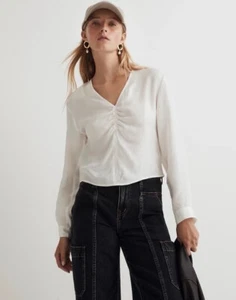 MADEWELL Damen Rüschen Bluse Langarm in Leuchtturm Elfenbein Neu mit Etikett Größe 4 - Bild 1 von 13