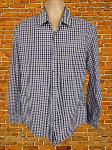HUGO BOSS SHIRT SIZE L LARGE SLIM FIT PURPLE CHECK MENS LONG SLEEVE SMART WORK - Picture 1 of 6